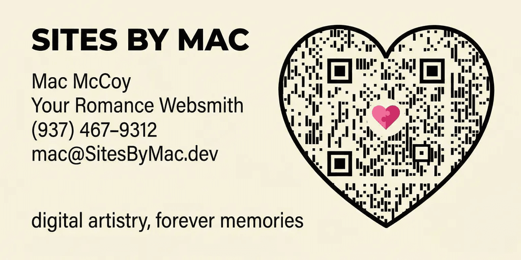 Sites By Mac business card with QR code